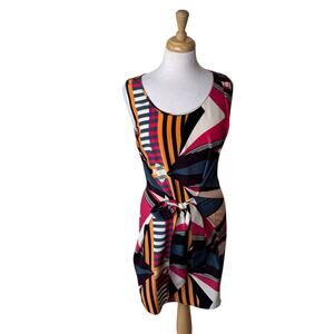 HOSS INTROPIA Geometric Print Tie Front Mini Dress Size 36